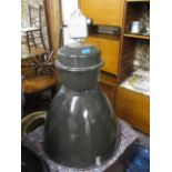 A vintage industrial grey enamelled light fitting Type 7010 28"h