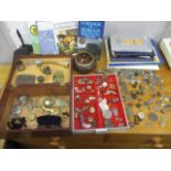 Collectables and metal detectorists finds to include a Sekonda watch, pince-nez, thimbles, coins
