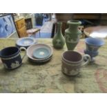 A small group of Wedgwood Jasper wares to include two mugs