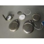 A group of Victorian and later silver cased and silver plated, cased full Hunter pocket watches