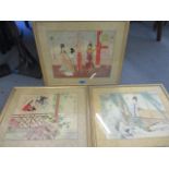 Three Oriental watercolours