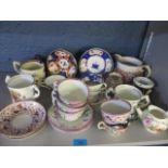 Mixed 19th century ceramics, mainly teacups and saucers