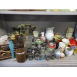 A mixed lot to include various 19th century pewter mugs, a cut glass and silver topped jug,