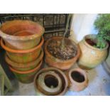 A selection of terracotta garden planters