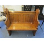 A Victorian pitch pine pew, 39 3/8" x 41 2/8" x 19"