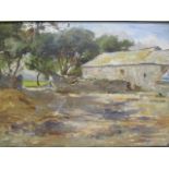 In the manor of Harold Swanwick - a view of a farm courtyard, oil on canvas laid on board,