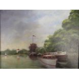 David Archer - Evening on the Thames at Bisham, oil on canvas, signed, 10" x 12", gilt framed