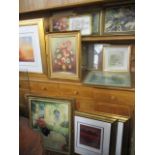 Mixed pictures and mirrors to include limited edition prints, an oil depicting a still life and