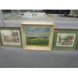 Mabel Huckins - 'Sponug Landscape' oil on canvas, signed, 12" x 14" framed, and two Persian street