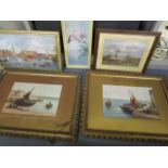 After A Young - two early 20th century prints, a Cornish harbour scene mounted in gilt frames, along