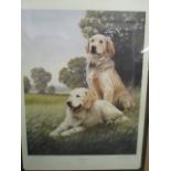 Nigel Hemming - Golden Days - a signed limited edition print of two Labradors in a landscape with