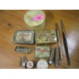 Vintage tins, dip pens and nibs and other items