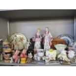 A quantity of mid to late 20th century ornaments to include figures, together with a modern