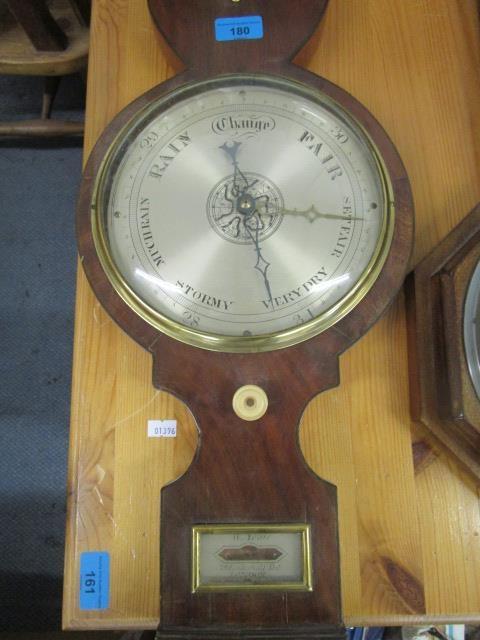 W Youle, a Georgian cased banjo barometer with ivory wheel adjuster, the level marked W Youle, 79 - Image 2 of 5