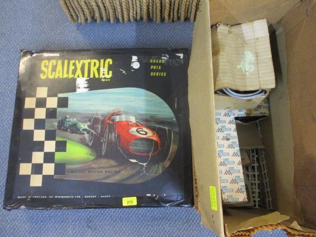 A boxed vintage Scalextric Grand Prix series and mixed other accessories