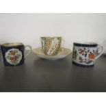 A Victorian English porcelain tea cup and saucer, a hard paste Samson style coffee cup, and an