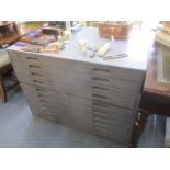 A grey pointed ten-drawer plan chest 30" x 41"