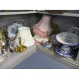 Miscellaneous table lamps and shades, continental ceramics and other items