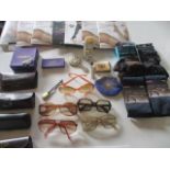 Vintage glasses, mixed glass cases, various brand new High Street ladies' tights in original