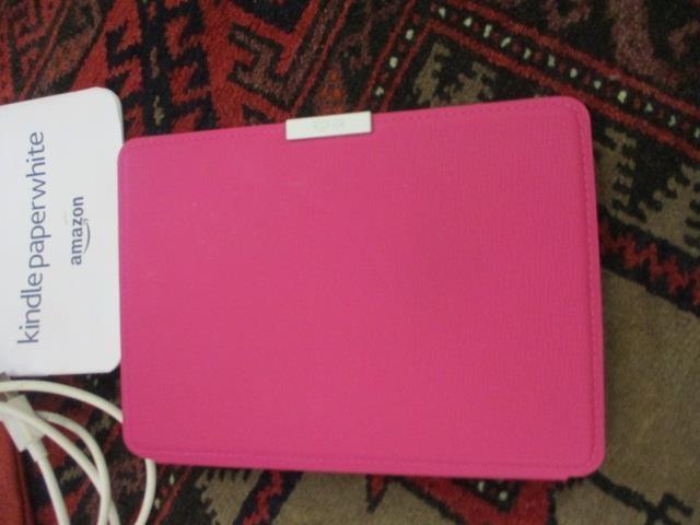 A Kindle Paperwhite in a pink case with a John Lewis red leather travelling bag, together with a - Image 3 of 3