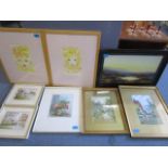 A selection of framed and glazed watercolours to include a pair of Cyril Pilgram watercolour