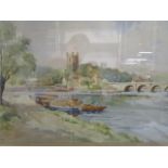 Digby - 'Henley' - watercolour view of the bridge over the River Thames, with church to the