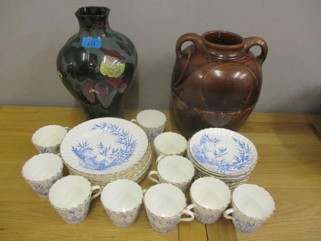 A mixed lot to include a Decoro vase, twin handled, signed T W Thoman, Weston S More and a part