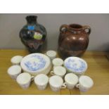 A mixed lot to include a Decoro vase, twin handled, signed T W Thoman, Weston S More and a part