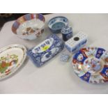 Oriental inspired ceramics to include an Imari plate
