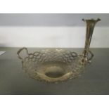 An A & J Zimmermann Edwardian silver, twin handled bowl, the edge with pierced, graduated ovals,