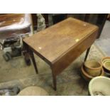 A Victorian mahogany single drawer Pembroke table, on ring turned leg, a Sutherland table and