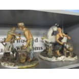 Two Capodimonte figural groups, A/F