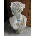A composition bust of a lady 20"h