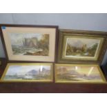 Four 19th century watercolours, a pair of coastal scenes, a river scene and a view of Dracula's