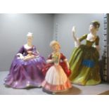 Three Royal Doulton lady figures to include Simone HN2378, Charlotte HN2421 and Valerie HN2107