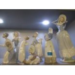 Seven Lladro and Nao figures