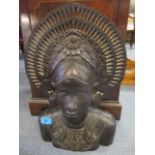A carved bust of a tribal lady 18 1/2"h