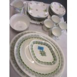 An Art Deco Shelley part teaset and three Wedgwood Eric Rauilous plates