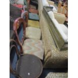 A vintage Czechoslovakian green painted wooden chair, miscellaneous chairs to include a penny chair,