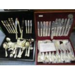 A boxed set of Cooper Ludlam silver plated cutlery, and a cased set of Viners silver plated cutlery