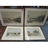 A group of four 19th century coloured lithographs of railway scenes, after J C Bourne, engraved by C