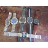 A small collection of gents wristwatches to include a stainless steel Kendall & James watch