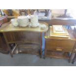 Mixed furniture to include a mid 20th century tambour fronted, kidney shaped table, a sewing