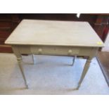 A Victorian pine side table standing on turned legs with a single drawer 29"h x 31 1/2"w