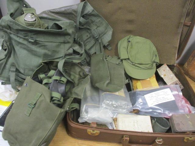 1960s British Army related items to include a water bottle, gloves, emergency food, gas mask, a - Image 2 of 2