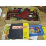 Meccano to include a gears outfit A box and various gears, plates and accessories