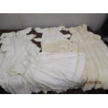 Victorian and later childrens' silk and cotton clothing with lace detailing (10)