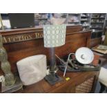 A mixed lot to include table lamps, a wall mirror, a cake knife and other items