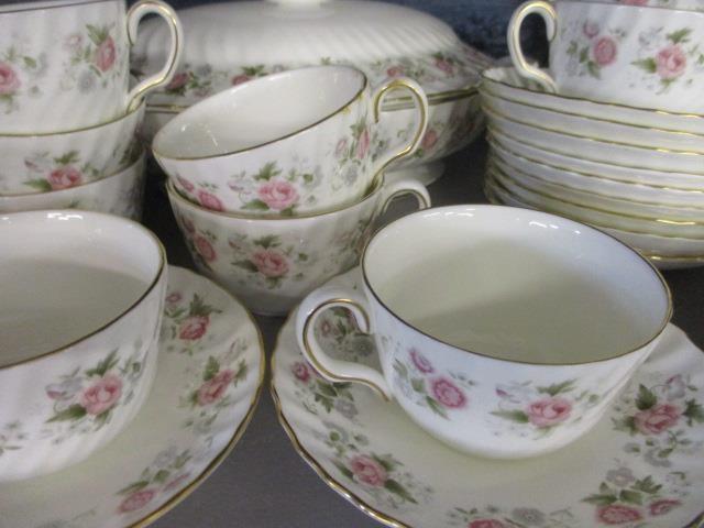 A Minton Spring Bouquet dinner, tea and coffee service having white ground and pink floral rose - Image 2 of 2