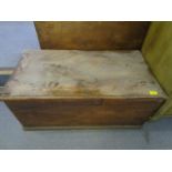 A 19th century elm blanket box with twin carrying handles
